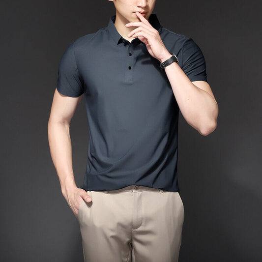 Premium Ice Silk Polo Shirt – Wrinkle-Resistant Technology