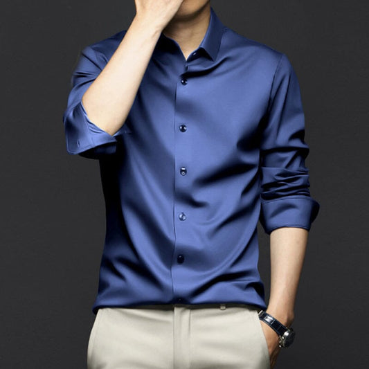 Long Sleeve Dress Shirt in Ice Silk